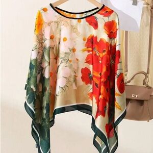 🆕 Flowy Floral Scarf Poncho